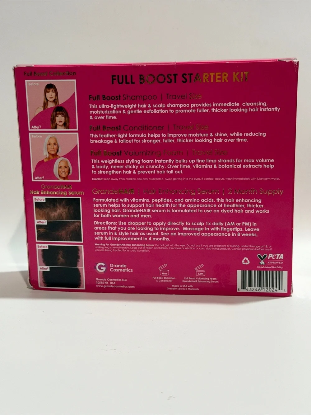 GRANDE HAIR FULL BOOST STARTER KIT•Scalp Care+Hair Repair Complexes•4 Pcs. NIB!